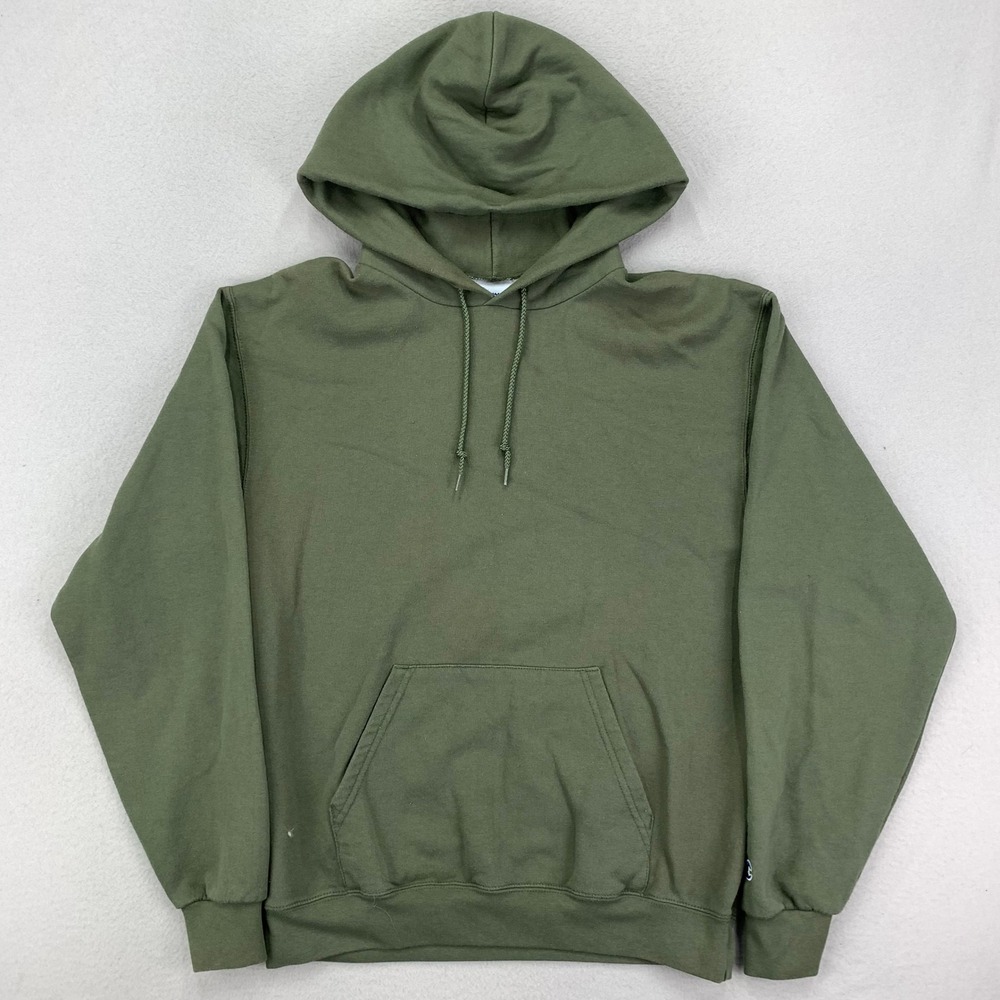 Champion Hoodie Sweatshirt Mens M Army Green Pullover Blank Long Sleeve Retro